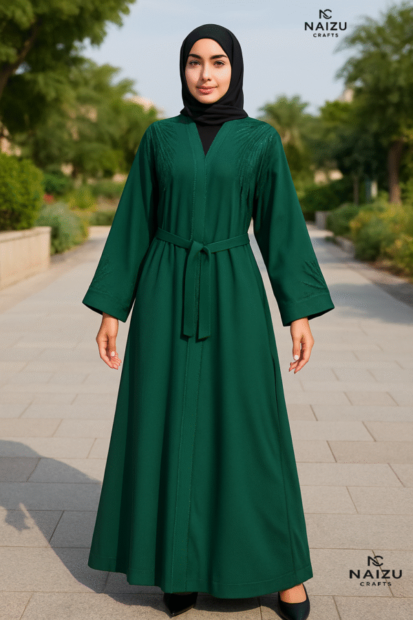 green embellished abaya
