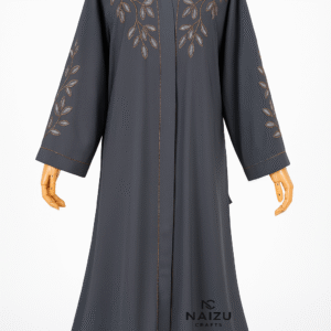 dark grey embroidered abaya