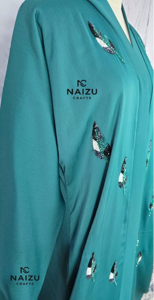 Green Embroidered Abaya with Scraf– Limited Edition - Image 4